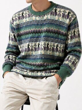 Unisex Handmade Peruvian Alpaca Wool Crew Neck Sweater S/M